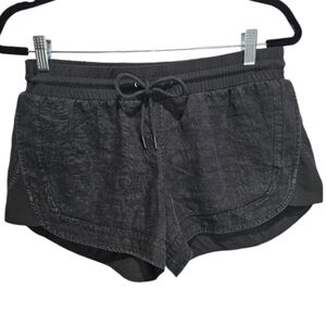 Athleta Bali Linen Shorts Women's Size 4 Wash Black Elastic Waist Gym Outdoors